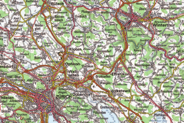 Landkarte, Ortsplan < Kloten, A50 Freibad Coop Bank RB KIndergarten ref.