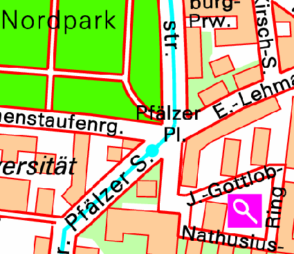 Stadtplan ausgewählte Kreuzung