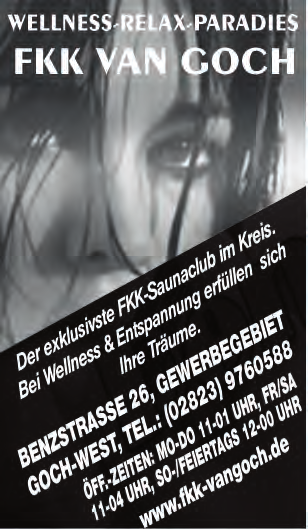 DU 02841/9815073 Sinnliche Tantramassage mit Claudia S 0157/77215681 Sommer-Feeling... Erot. Pärchen sucht Dich (w./m./p.): 0172/5790455 Suche Frauen ab 20 für alles was Spass macht.