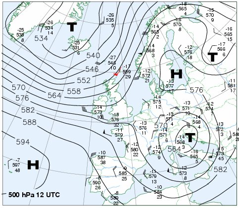 Höhenwetterkarten Kurze Definition: Höhenwetterkarten zeigen das Wetter in der Höhe einer bestimmten Luftdruckfläche. Der Luftdruck nimmt mit zunehmender Höhe ab.