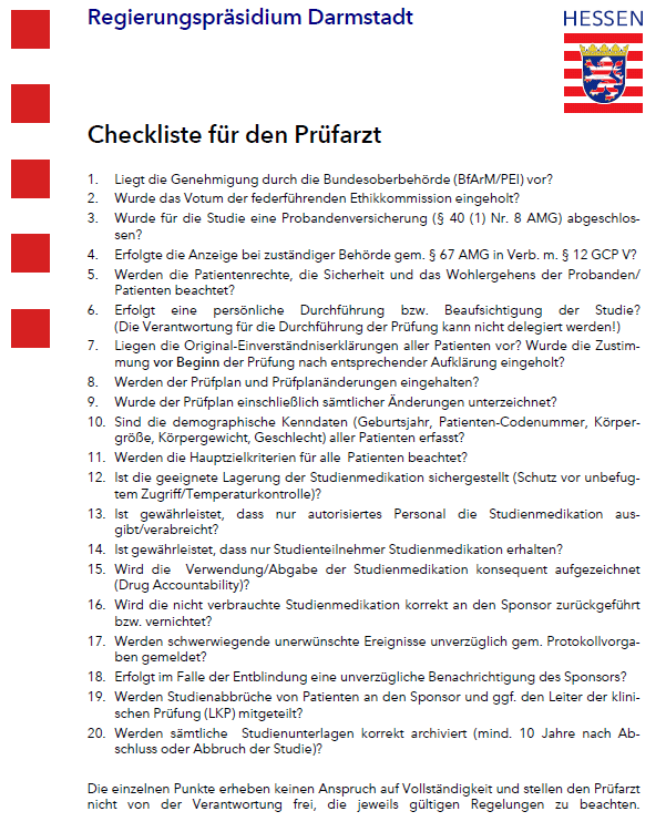 Vorbereitung an der Prüfstelle Checkliste z.b. von RP Darmstadt https://verwaltung.