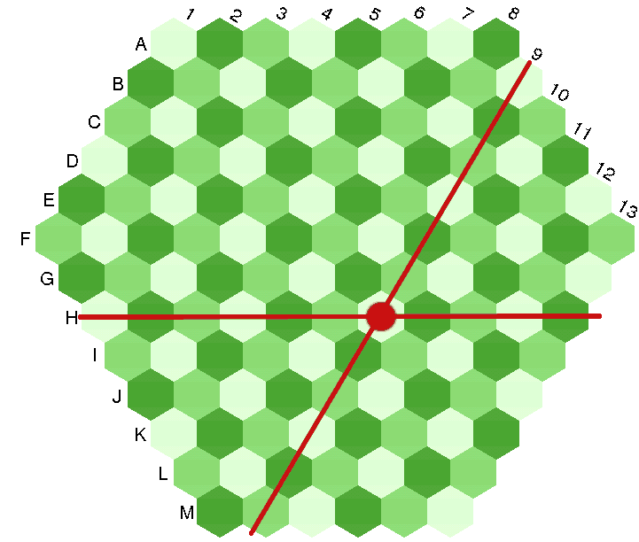 6. Notation Jedes Feld auf dem Brett hat eine eindeutige Bezeichnung. Das Brett ist unterteilt in horizontale und vertikele Reihen (zwei von drei geraden Richtungen).