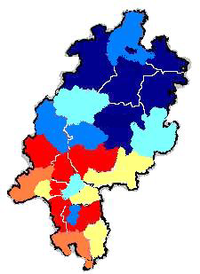2000 2020: Verschiebungen innerhalb von Hessen Kassel (Kreis) Kassel Vogelsberg Marburg- Biedenkopf Lahn- Dill Gießen Waldeck- Frankenberg Limburg Weilburg Hoch- Wetterau Taunus Rheingau- Taunus