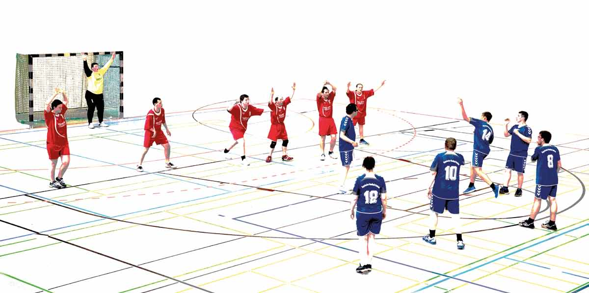 4 Die Sportart Handball 5 Handball ist ein Mannschafts-Sport. 2 Mannschaften spielen gegeneinander. Zu einer Handball-Mannschaft können bis zu 14 Spieler gehören.