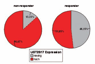 (Del/Del). (Abb.2.) UGT2B17-Aktivität (Expression) und Therapieansprechen bei CLL.