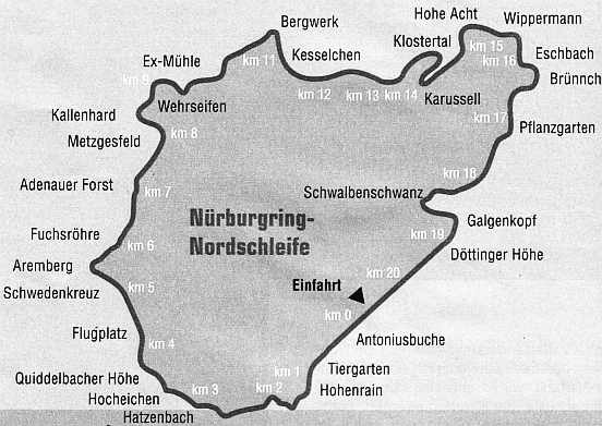 Beschreibung der Rennstrecken Nürburgring-No Nordschleife: In der Grünen Hölle (Zitat von Jackie Stewart) war der Golf von Oepen Motorsport bis jetzt vorrangig unterwegs, hauptsächlich im Rahmen der