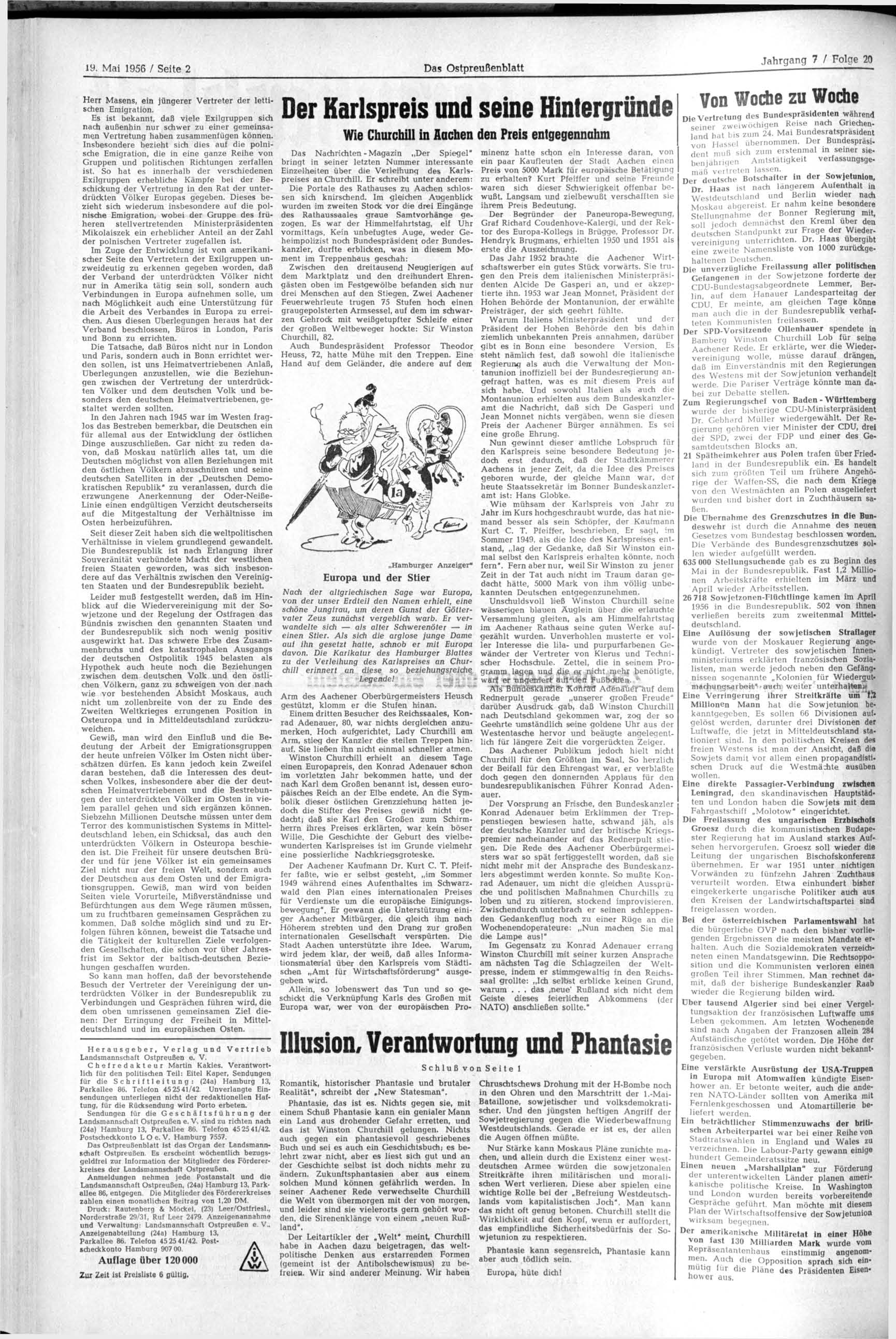 19. Mai 1956 / Seite 2 Das Ostpreußenblatt Herr Masens, ein jüngerer Vertreter der lettischen Emigration.