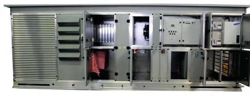 Beste Komponenten Kühlmaschinensektion Außenluftanschluss Schaltschrank mit Regelung Einspritzventil Steuerelektronik Dampfbefeuchter Abluft Zuluft Wärmerückgewinnung