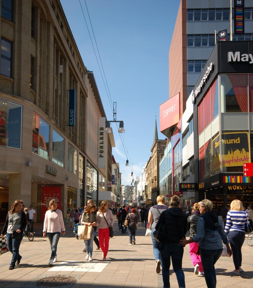 Die City Mit rund 204.000 m² Verkaufsfläche zählt die er Innenstadt neben Essen zu den bedeutendsten Zentren des Ruhrgebiets.