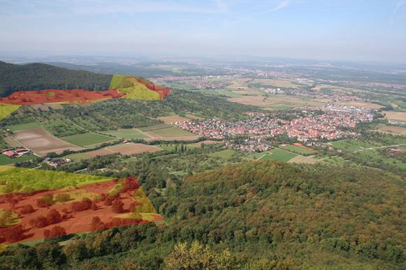 Anspruchstyp Offenland trockener Standorte rot: Kernflächen gelb: Suchräume Biotopverbund Anspruchstyp