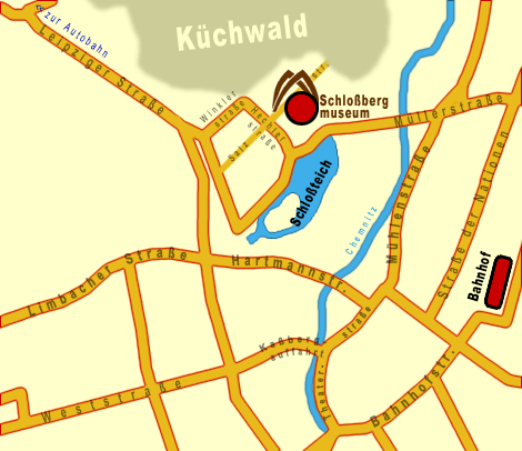 Anfahrtsskizze A4: Abfahrt Chemnitz-Nord, weiter B95 Richtung Chemnitz-Zentrum bis zur Winklerstr., hier links abbiegen, dann Winklerstr. bis zur Hechlerstr., rechts die Hauptstr.
