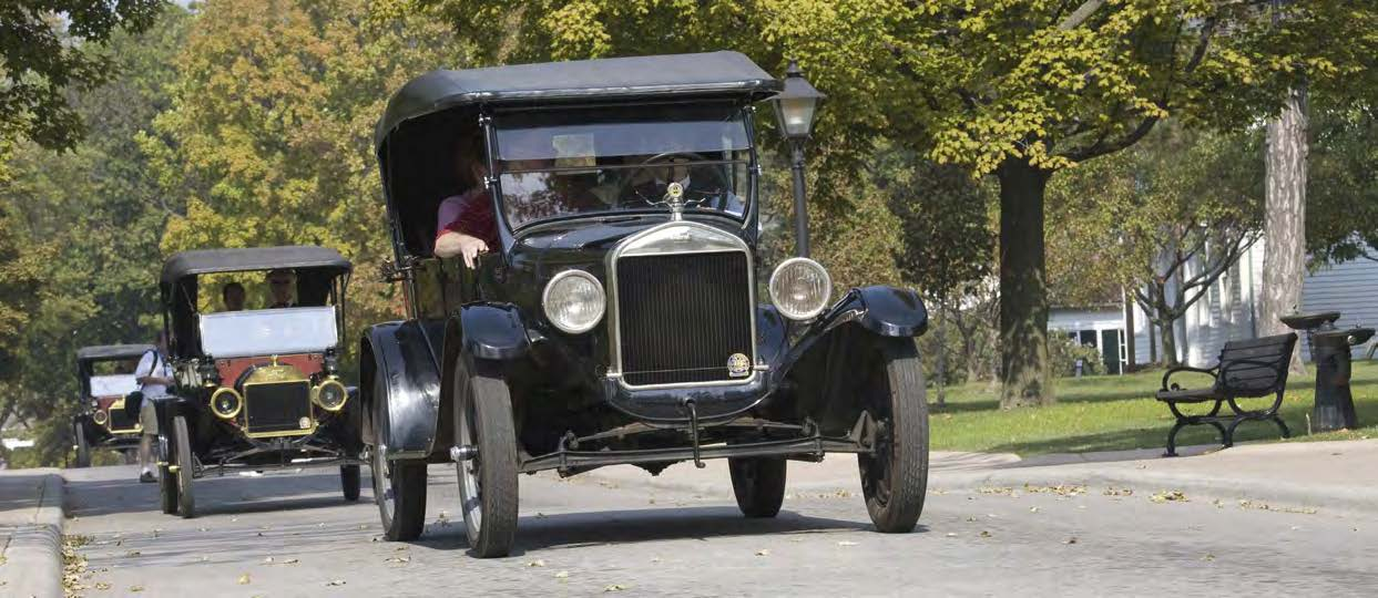 Zeitreise im Museumsdorf Greenfield Village, in dem Besucher mit dem Model T fahren können. zeitweise bei satten 40 Prozent. Henry Ford muss handeln: Am 1.