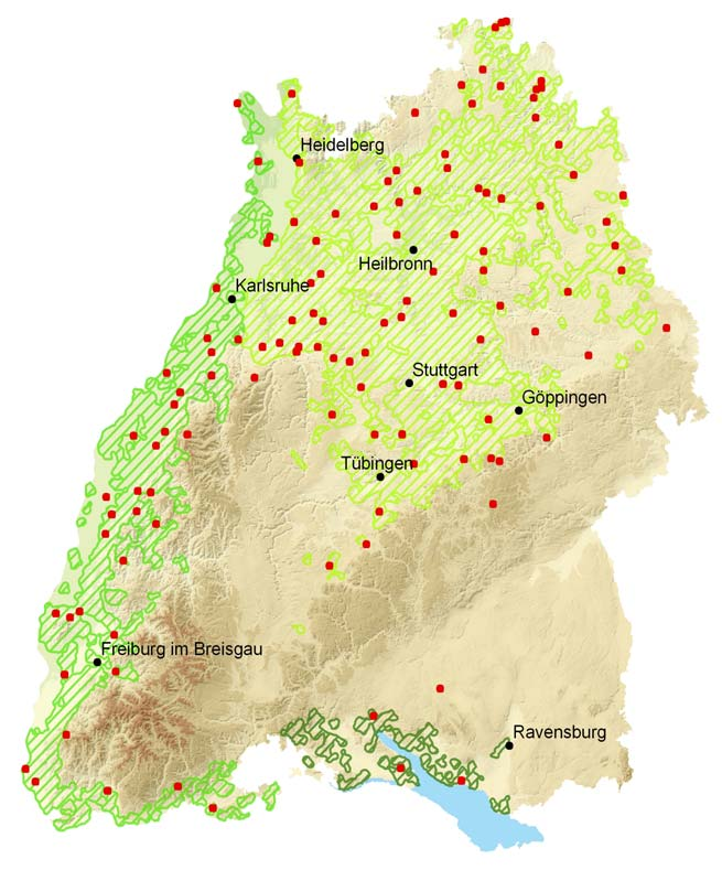 Landinfo 2/2010 Schwerpunktthema Streuobst Felddatenerhebung Mithilfe einer geschichteten Zufallsstichprobe wurden 120 für Streuobstbestände in Baden- Württembergs repräsentative Flächen mit einer