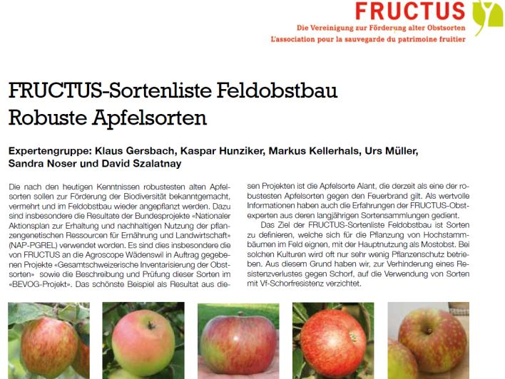 Sortenwahl beachten Robuste oder resistente Sorten wählen http://www.fructus.ch/downloads/sortenliste_feldobstbau-26.9.13-fructus.
