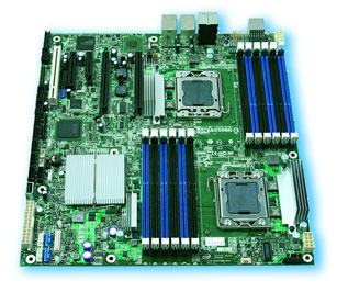 DDR3-RAM PC1066/1333 mit ECC, erweiterbar bis 48 GB integrierter Intel Dual EtherExpress PRO/1000 integrierter 6-Kanal SATA 3/6 Gb/s Controller mit RAID-Level 0,1,5,10 optional 4-/8-Kanal SAS