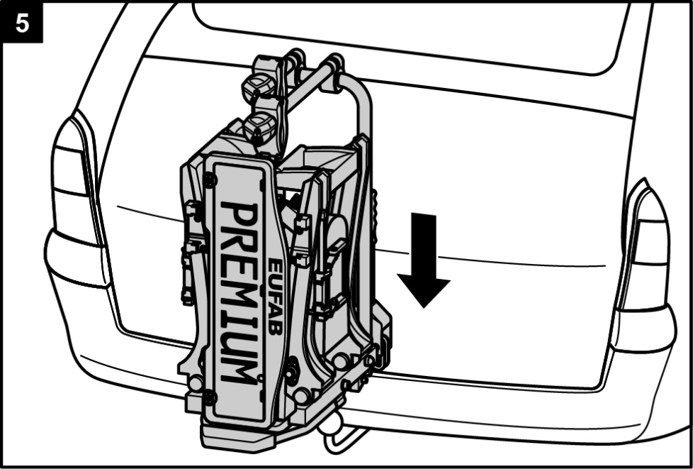 Montage und Benutzung Montage Montage des Fahrradträgers an der Anhängerkupplung Stellen Sie Ihr Fahrzeug auf einer ebenen Fläche ab. Ziehen Sie die Handbremse an.