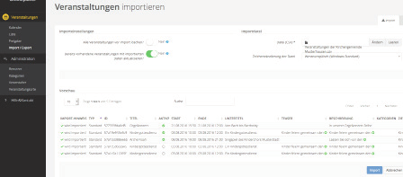 Tipp: Prüfen Sie nach dem Import, ob alle Änderungen