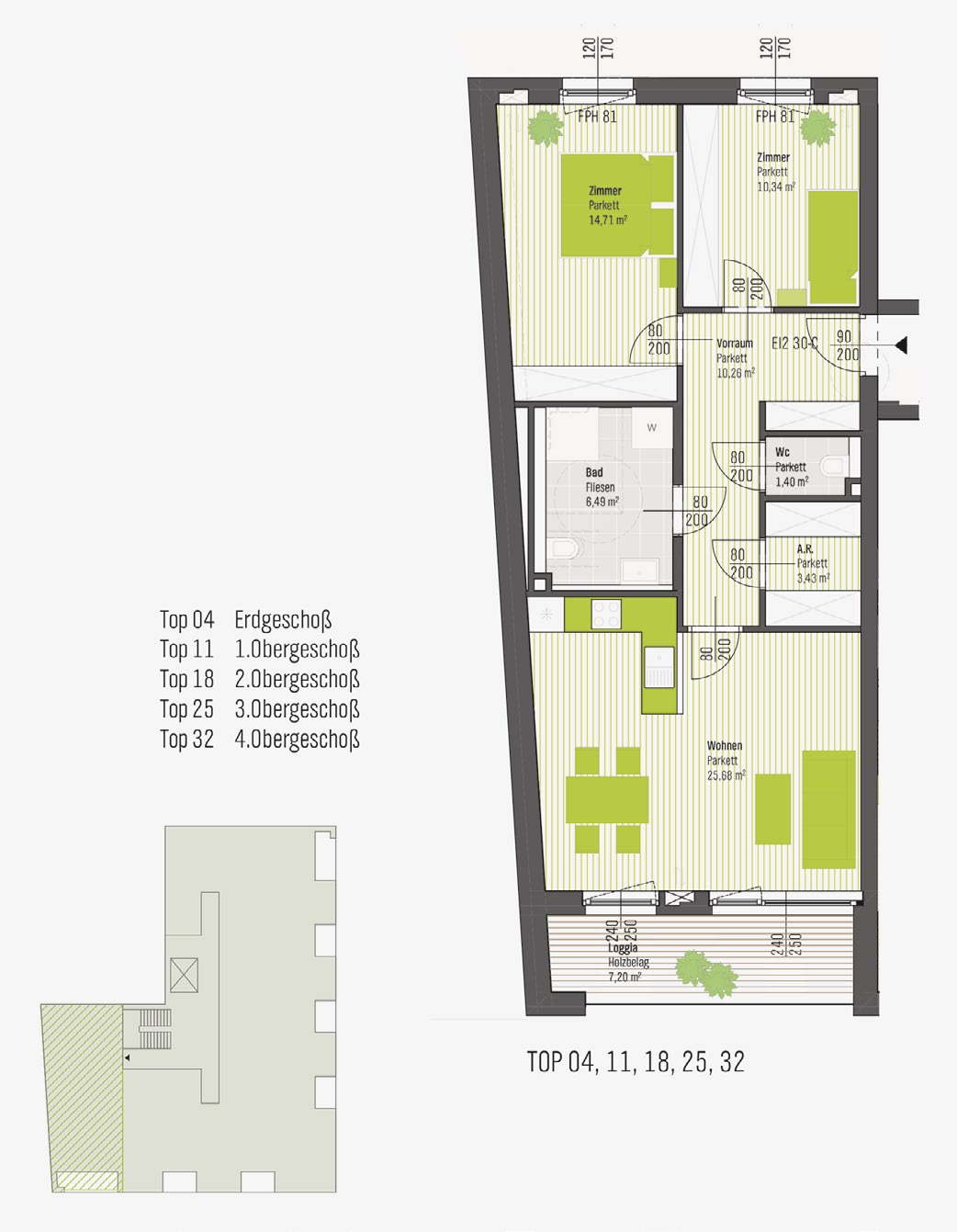 Mietpauschale inkl. Grundleistungen: 944 bis 1.066 3 Zimmer-Wohnungen Größe: Wohnnutzfläche von 68 bis 72 m² plus ca.