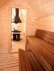 Saunabänke Innenansicht Saunaanbau Elektroofen mit externer Premium Steuerung