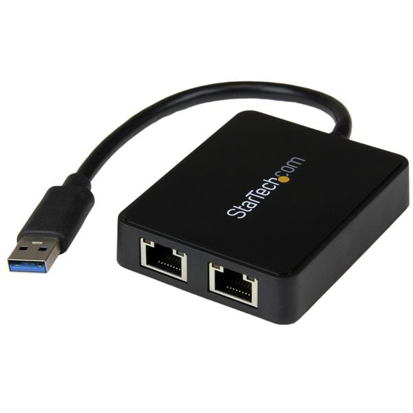 USB 3.0 auf Dual Port Gigabit Ethernet LAN Adapter mit USB-Port - Schwarz Product ID: USB32000SPT Mit dem USB 3.