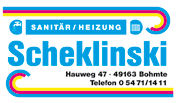 Werner Scheklinski Sanitär und Heizung Hauweg 47 49163 Bohmte Telefon: 05471/1411 Telefax: 05471/2678 www.scheklinski-bohmte.de mail@scheklinski-bohmte.