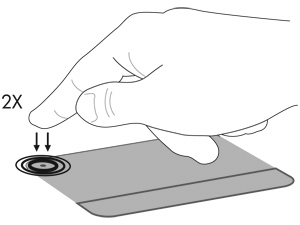 Ein- und Ausschalten des TouchPad Wenn das TouchPad-Feld aktiviert ist, leuchtet die Anzeige nicht. Tippen Sie zweimal schnell auf die Anzeige TouchPad aus, um das TouchPad-Feld zu aktivieren bzw.