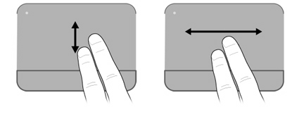 eine Bildlaufleiste angezeigt wird. Um einen Bildlauf durchzuführen, platzieren Sie zwei Finger auf dem TouchPad, und ziehen Sie sie dann über das TouchPad nach oben, unten, links oder rechts.