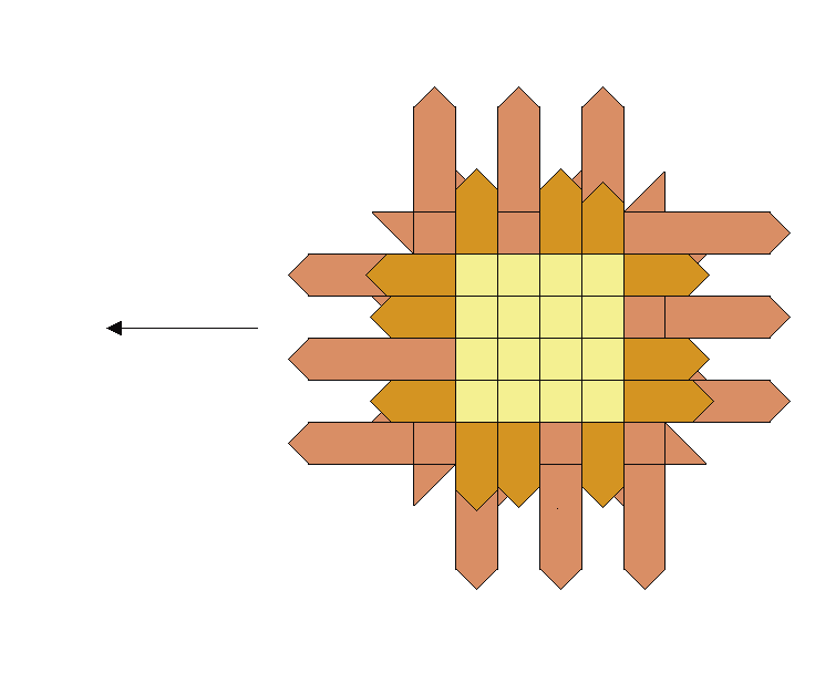 Stern 6 x 6 3. Jeweils zwei Streifen gleichzeitig in der angegeben Reihenfolge falten.