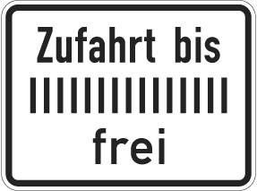 Verkehrszeichen 1028-33»Zufahrt bis.