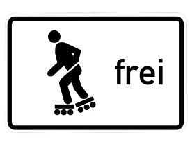 Inline-Skater/Rollschuhfahrer Durch das Zusatzzeichen wird das Inline-Skaten und Rollschuhfahren zugelassen. Es kann auch allein angeordnet sein.