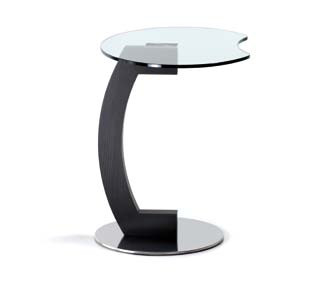 Bistrot table or computer desk with polished stainless steel base.