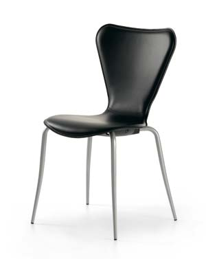 Silber met lacquered metal frame. Seat in leather as per sample card. Standard stitching.