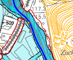 Beispiel: Lageabweichung zwischen vermessenem Gewässerverlauf und topografischer Karte Diese Abweichungen resultieren aus der in den Topografischen Karten (TK), M 1:10.