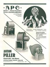 4 So erbaut Piller im Jahr 1939 in Moringen, nahe Northeim, ein weiteres Werk, welches hauptsächlich die Produktion von Ventilatoren übernimmt. 1930.