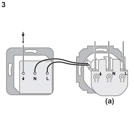 Bild 3 Abgangsleiter an Steckdose oder Verbraucher anschließen (Bild 3). blau: N braun: L Der FI-Schutzschalter ist montagebereit.