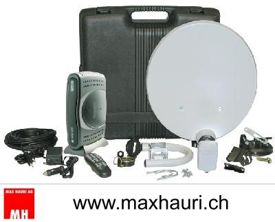 Free-to-Air, 4000 Kanäle, EPG, AC3 Ausgang, DiSEqC 1.2 03 Mobiler SAT-Spiegel 35cm inkl.