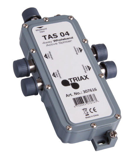 Integriertes Empfangssystem Aktiver Koax-Verteiler Erweitert das optische Netz auf der Opto-Senderseite Der aktive koaxiale Verteiler TAS 04 ermöglicht es, an einem Stacking LNB TWL 01 bis zu 4