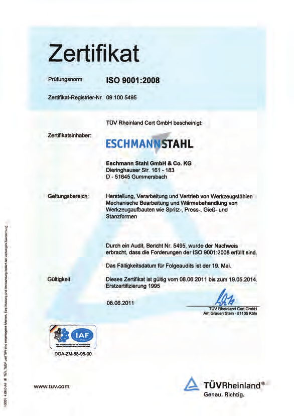 de EschmannStahl ist seit Dezember 2009 AEO-zertifiziert und hat den Status "Authorised Economic Operator" inne.