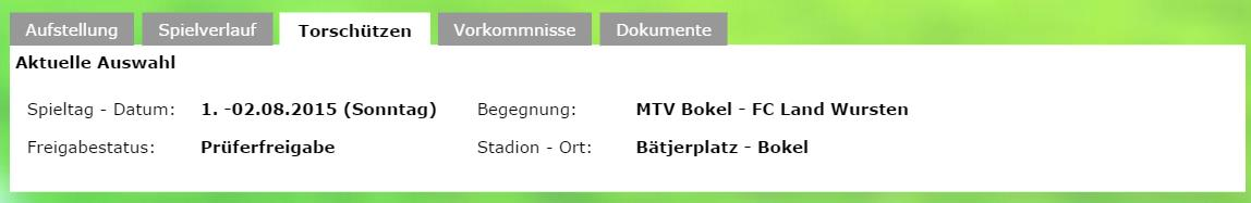 8 Torschützen Klicke auf den dritten Reiter Torschützen Gebe die Spielminute ein Klicke auf die jeweilige Art des Tores Achte beim