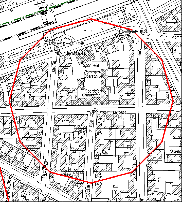 Bild 5-14 Goerdeler-Grundschule in Charlottenburg-Wilmersdorf: zwei Kinderunfälle in der Droysenstraße bzw.
