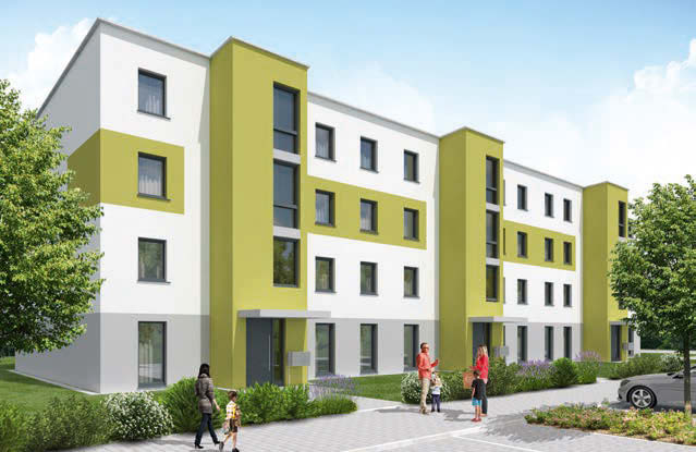 KERNDATEN Baubeginn Mai 016, Fertigstellung März 017 in Ludwigshafen, Ostpreußenstraße 56 WE in drei Gebäudekörper Investitionsvolumen: k. A.