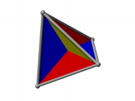 Hans Walser: Modell der Minimalfläche im Oktaeder 7/9 Minimalfläche Die Minimalfläche besteht aus vier nach innen gerichteten Pyramiden, welche die Spitze gemeinsam haben