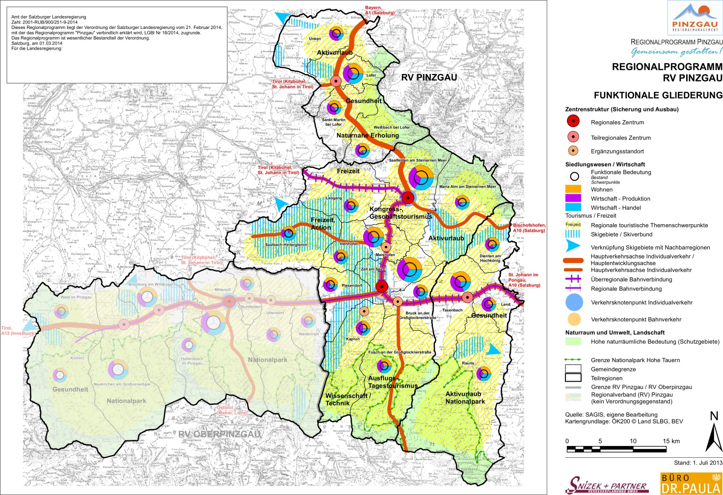 1. Auflage Dezember 2015 Salzburger Raumordnungsbericht 2011 2014 3.2.4. Regionalprogramme Pinzgau und Oberpinzgau Nach einem fast dreijährigen Planungsprozess wurden am 1.
