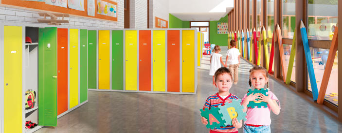 Garderobenschränke für Kindergärten - Abteilbreite 300 mm Höhe mm 1350