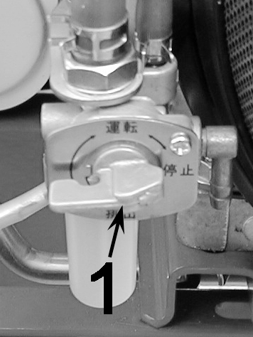 BENZINHAHN Bei Nichtgebrauch der Maschine wird der Benzinhahn (1, Bild 5) verschlossen. Drehen Sie ihn hierzu nach oben.