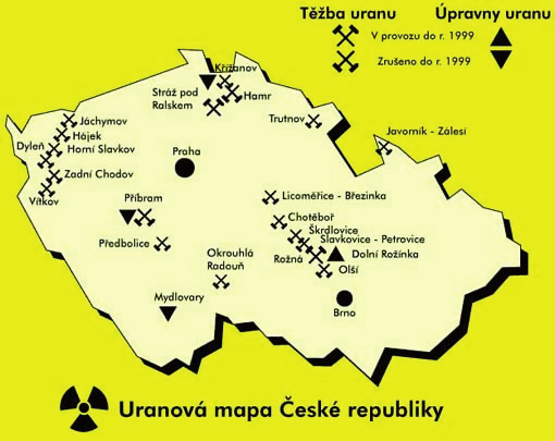 Kotel Osecná (Region Podještedí) bei 1 Liberec in Nordböhmen: Es ist zur Zeit heiß umkämpft, denn es werden dort 20 000 Tonnen Uran auf dem etwa 10,5 km großen Gebiet vermutet.