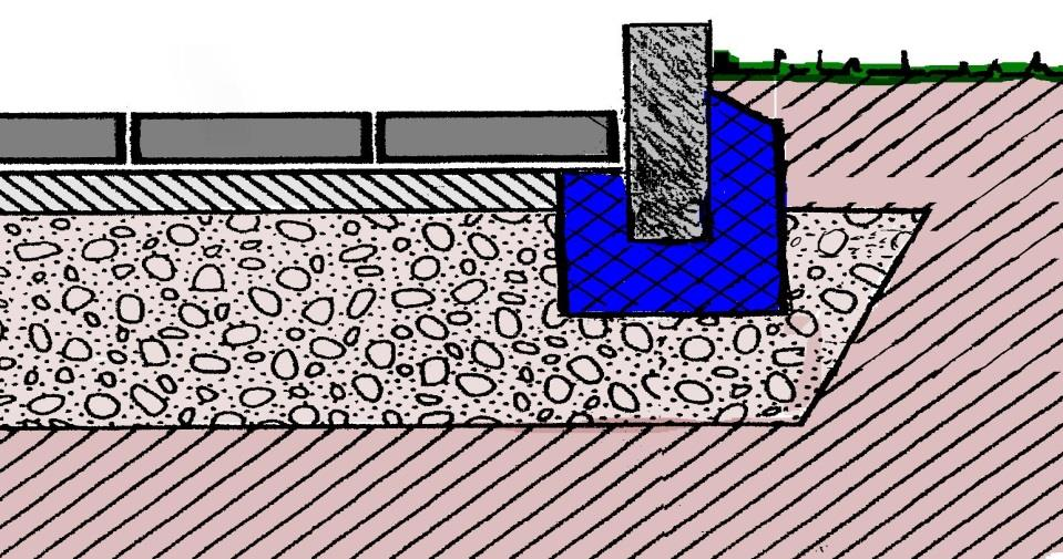4/8 Untergrund gewachsener Boden Fels Betonummantelung Fugen eingesandet Fundationsschicht gem.