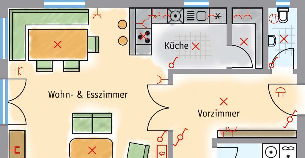 ELEKTRISCHE ANLAGEN PLANUNGSHILFE Empfehlung / Quellen KFE Kuratorium für Elektrotechnik und Initiative Elektro+ BRINGEN SIE UNS IHREN GRUNDRISS Die 1.