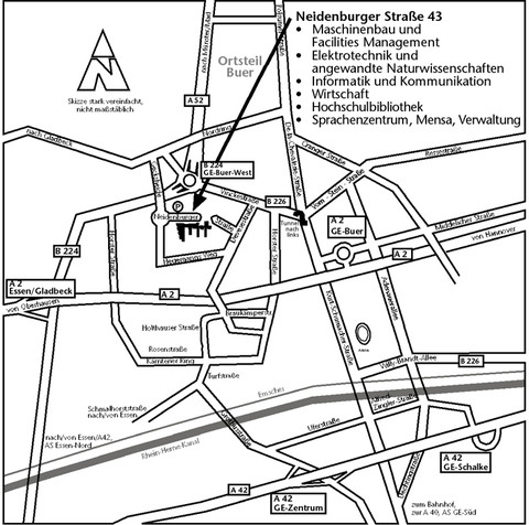 Wegekarte/Anfahrtskarte Westfälische Hochschule