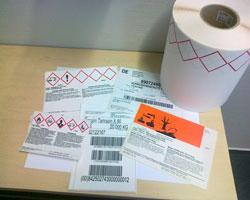 HML-Drucker für gefährliche Zubereitungen - vorbedrucktes Etikettenpapier mit oranger Fläche für Gefahrensymbole 2.